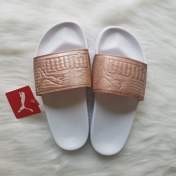 Puma Leadcat Copper Rose Puma White Slides 6.5 - Picture 2 of 4